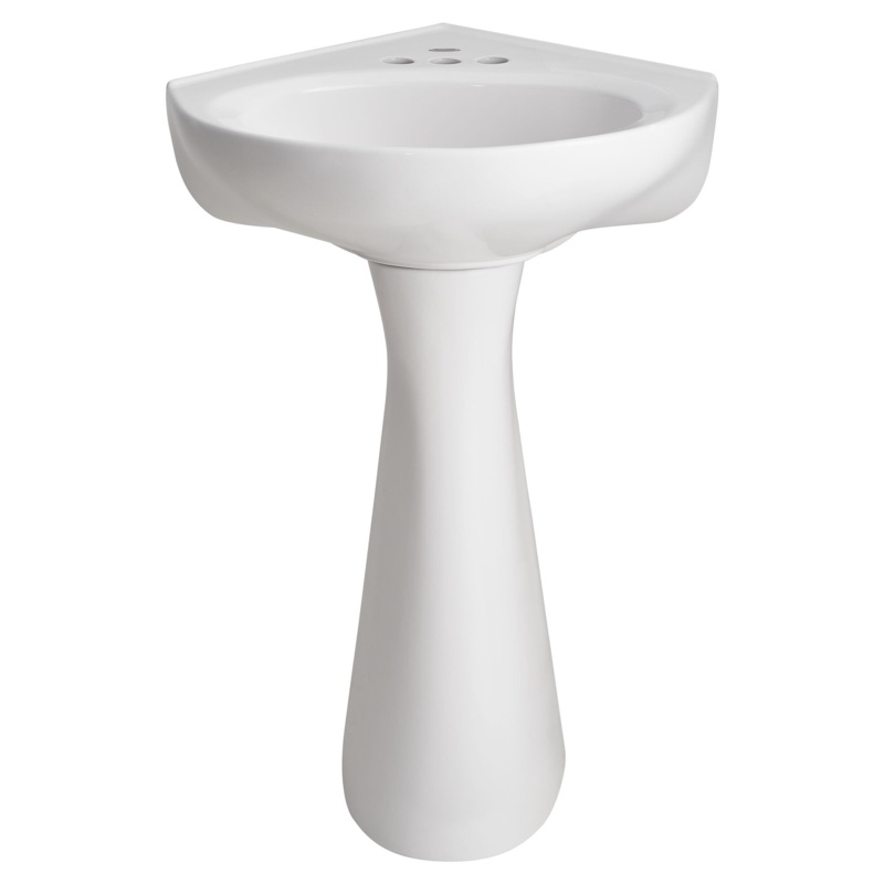 American Standard Cornice 24'' Tall White Vitreous China U-Shaped Pedestal Bathroom Sink with Overflow