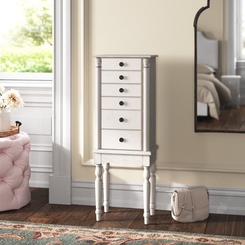 Anetia 27.5'' Wide Freestanding Jewelry Armoire with Mirror