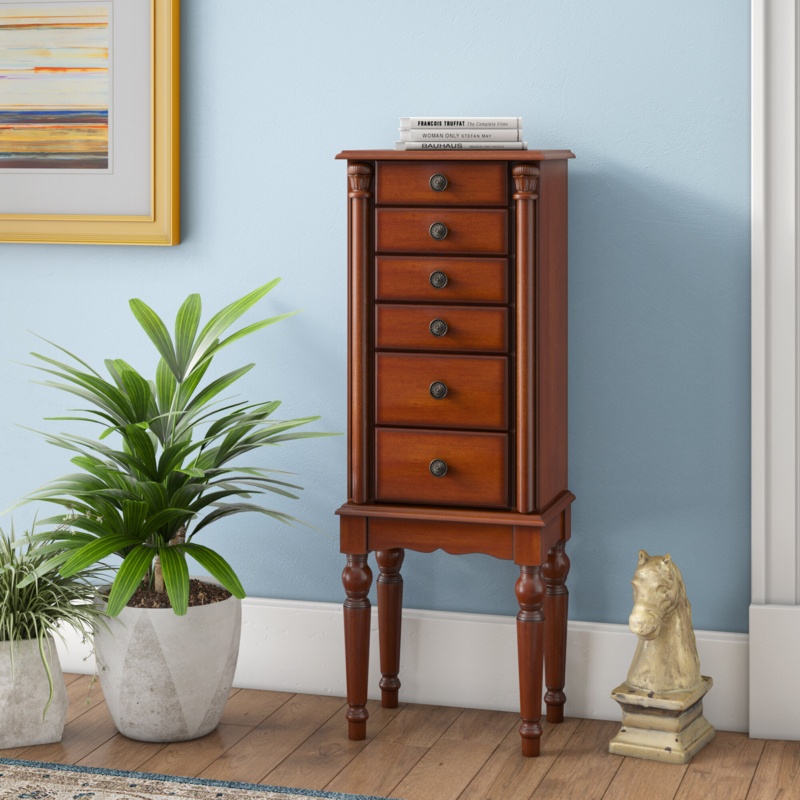 Anetia 27.5'' Wide Freestanding Jewelry Armoire with Mirror