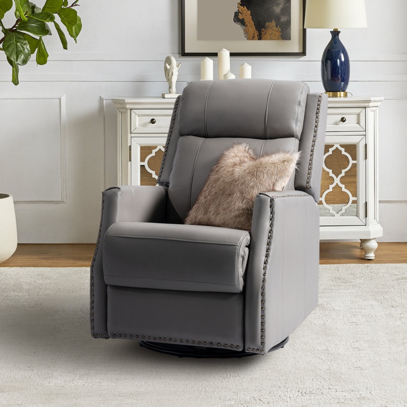 Annalesia Genuine Leather Manual Swivel Rocking Recliner