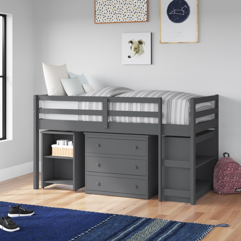 Anne Kids Twin Loft Bed with Drawers