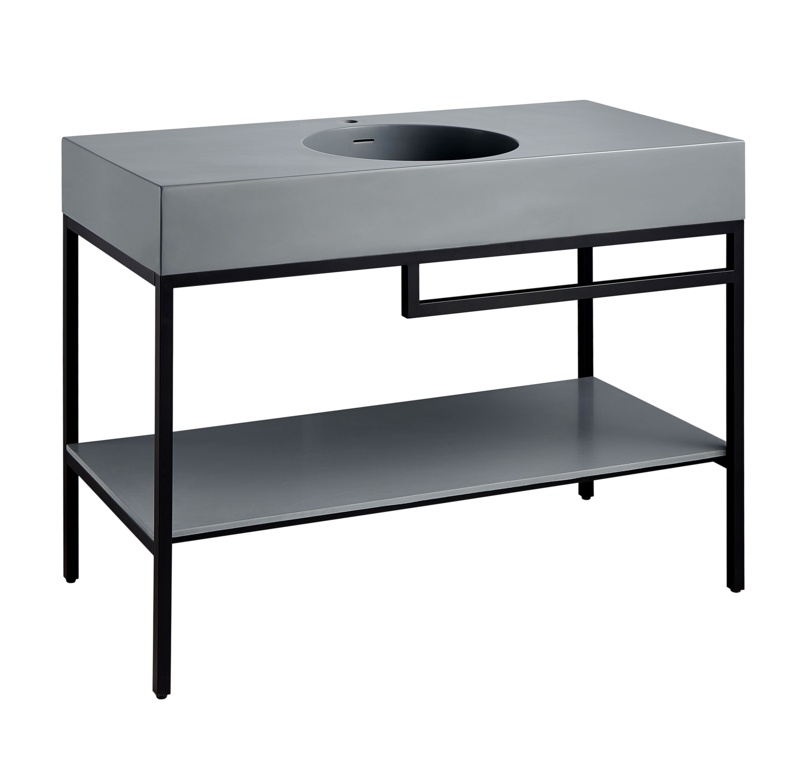 ANZZI Siena Series Matte Black Resin Circular Console Bathroom Sink with Overflow