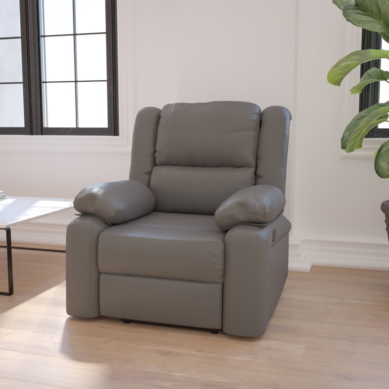 Arland Contemprary Faux Leather Pillow Back Recliner