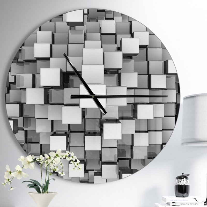 Arlicia Black and Gray Cubes - Modern wall clock