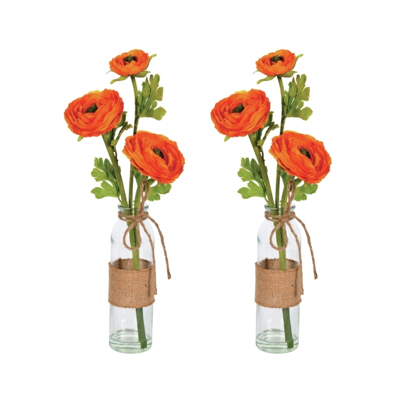 Artificial 15" Camellia in Glass