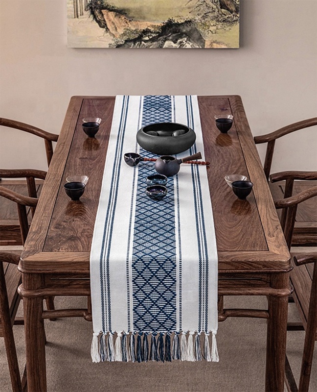 Augustas Rectangle Geometric Cotton Table Runner