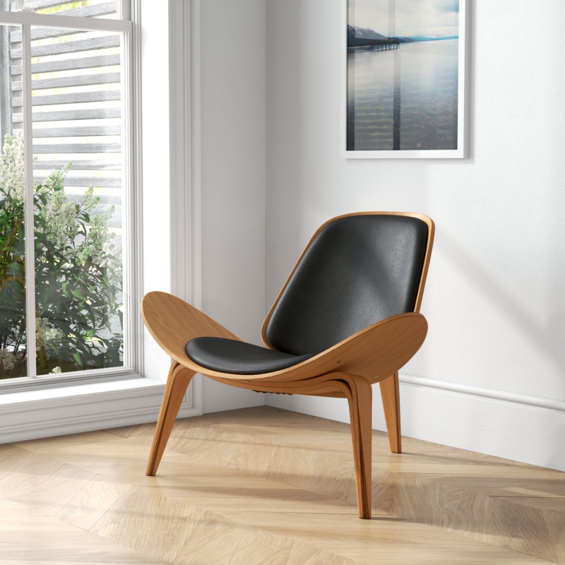 Aujah Genuine Leather Upholstered Accent Chair