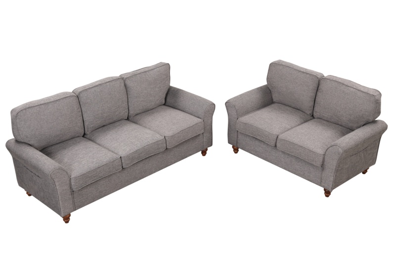Aulora Collection Classic 2-Piece Living Room Set Apartment Compact Sofa Loveseat