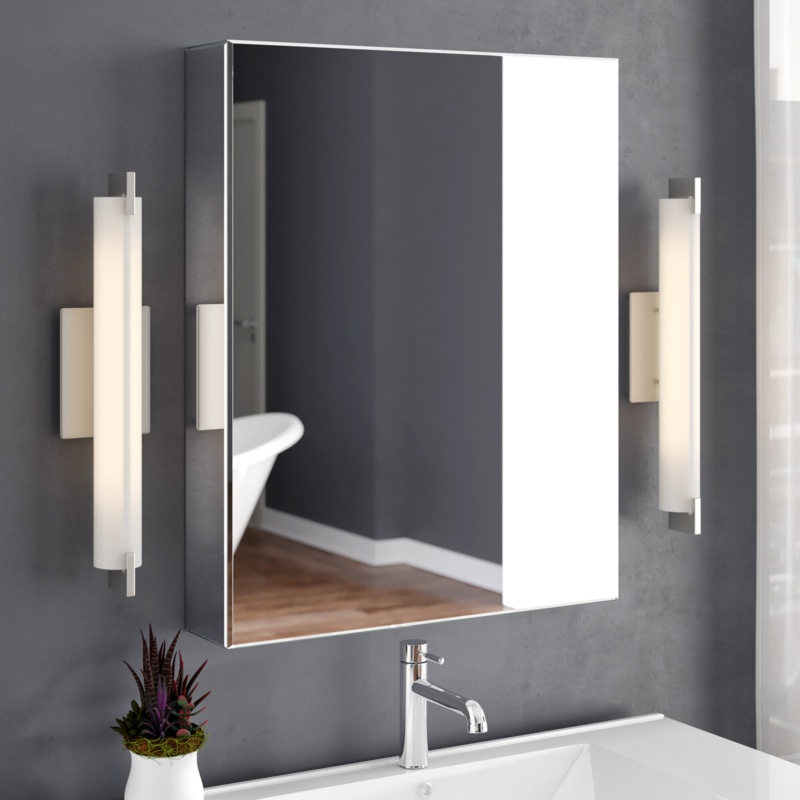 Aultman 24'' W 30'' H Frameless Medicine Cabinet with Mirror and 3 Adjustable Shelves