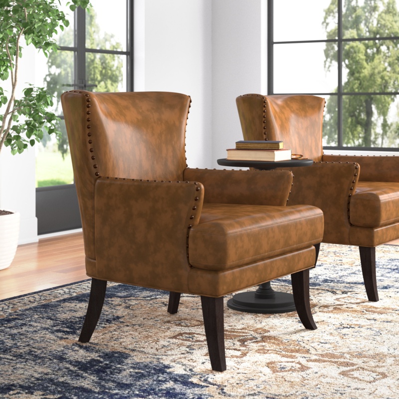 Awad Vegan Leather Wingback Armchair