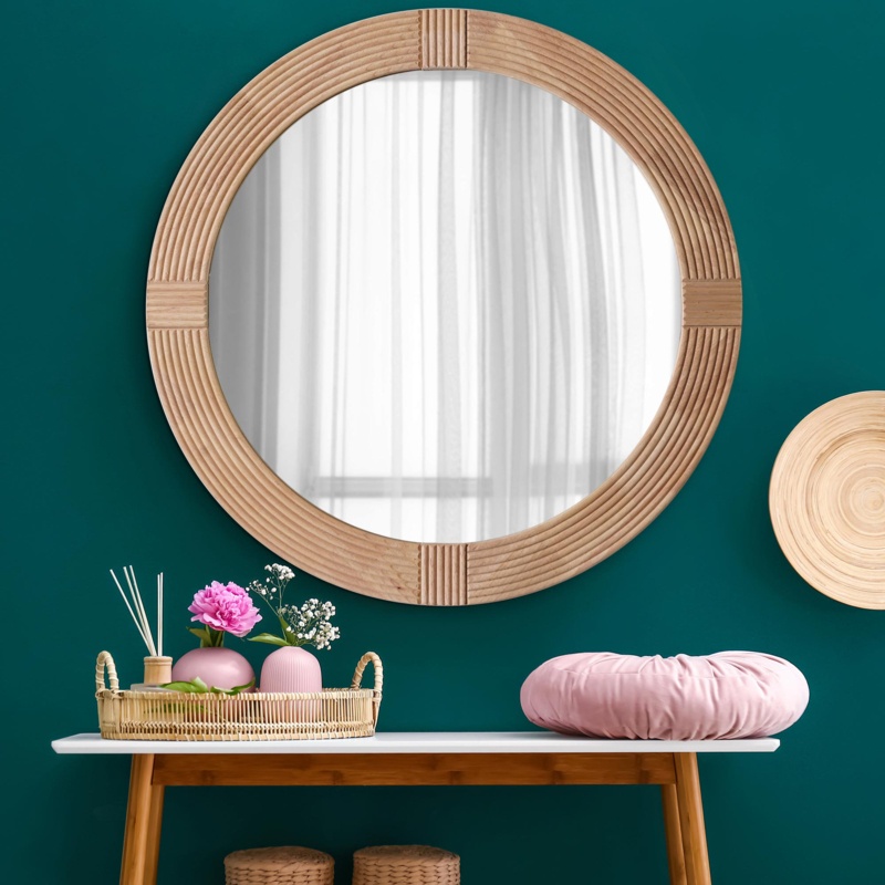 Axat Round Wood Wall Mirror