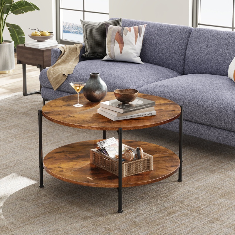 Aydenn Vintage 33" Round Coffee Table Storage