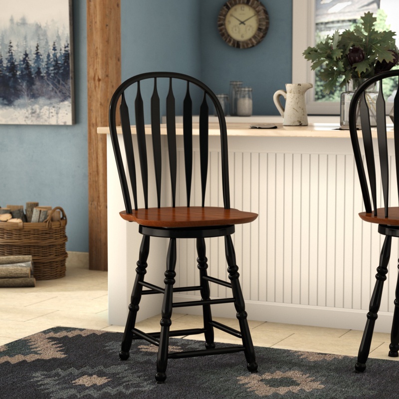 Azizi Swivel Solid Wood 24'' Counter Stool