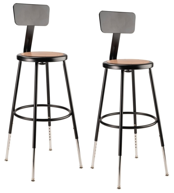 Backed Adjustable Height Ergonomic Lab Stool with Footring
