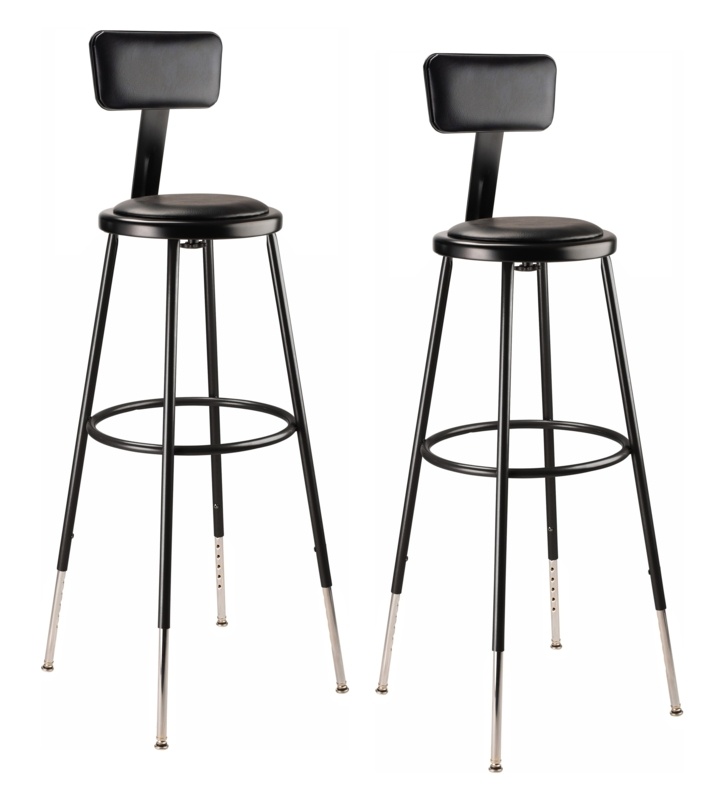 Backed Adjustable Height Ergonomic Lab Stool with Footring