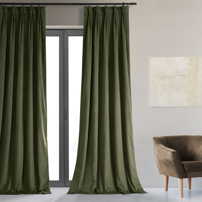 Balone French Pleat Signature Velvet Curtains for Bedroom Blackout Curtains for Living Room Single Panel