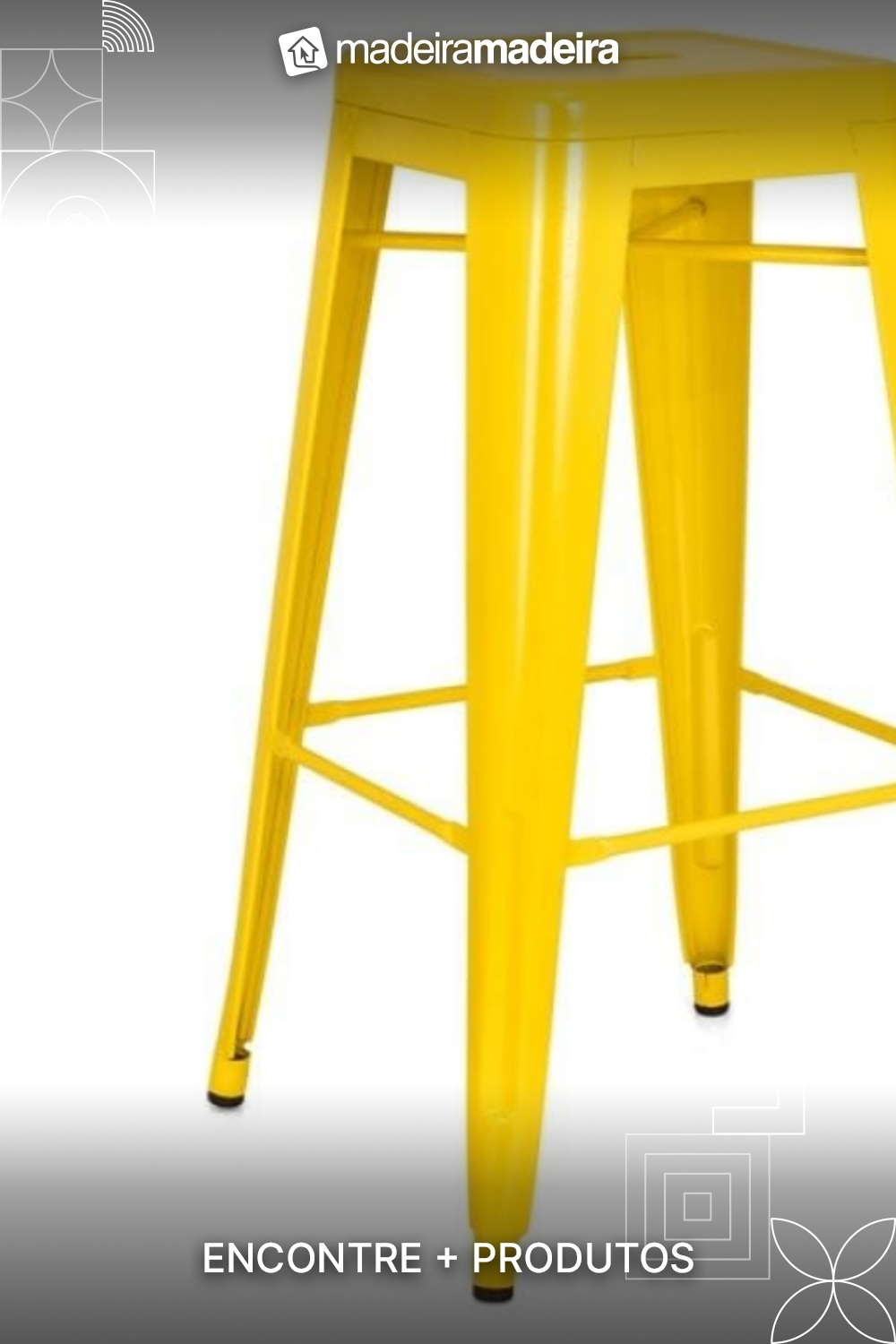 Banqueta alta Iron Tolix - Industrial - Ao - Vintage - Amarelo
