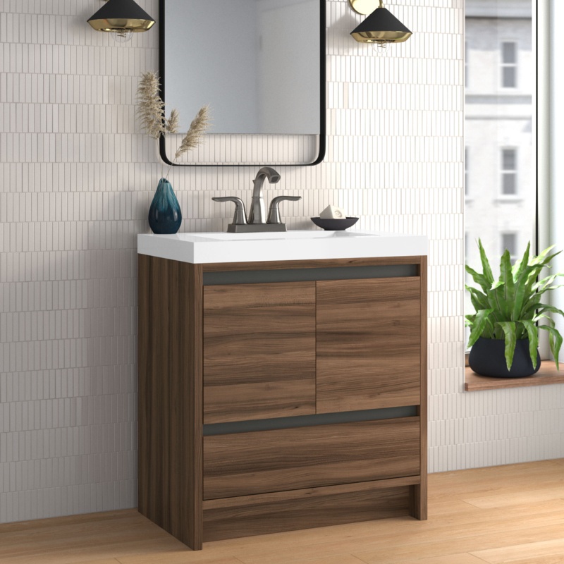 Barakah 30.5'' Free Standing Single Bathroom Vanity with Cultured Marble Top
