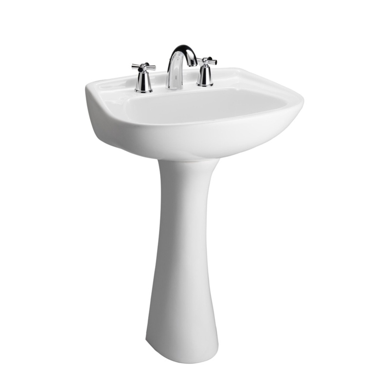 Barclay Hartford 34.125'' Tall White Vitreous China Oval Pedestal Bathroom Sink with Overflow