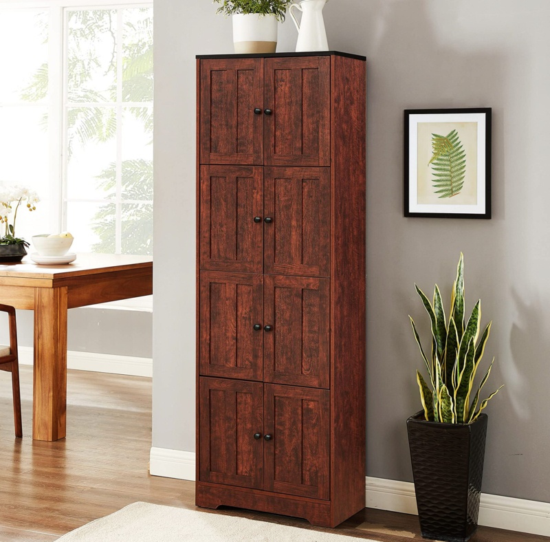 Barlag Tall Storage Cabinet with 8 Doors and 4 Shelves for Living Room, Bedroom, Bathroom