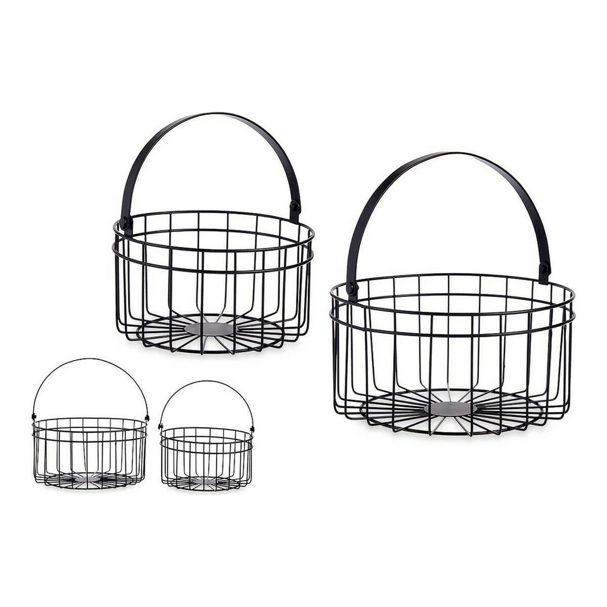 Basket Circular Black Metal (2 pcs) - NEW,8430852814807