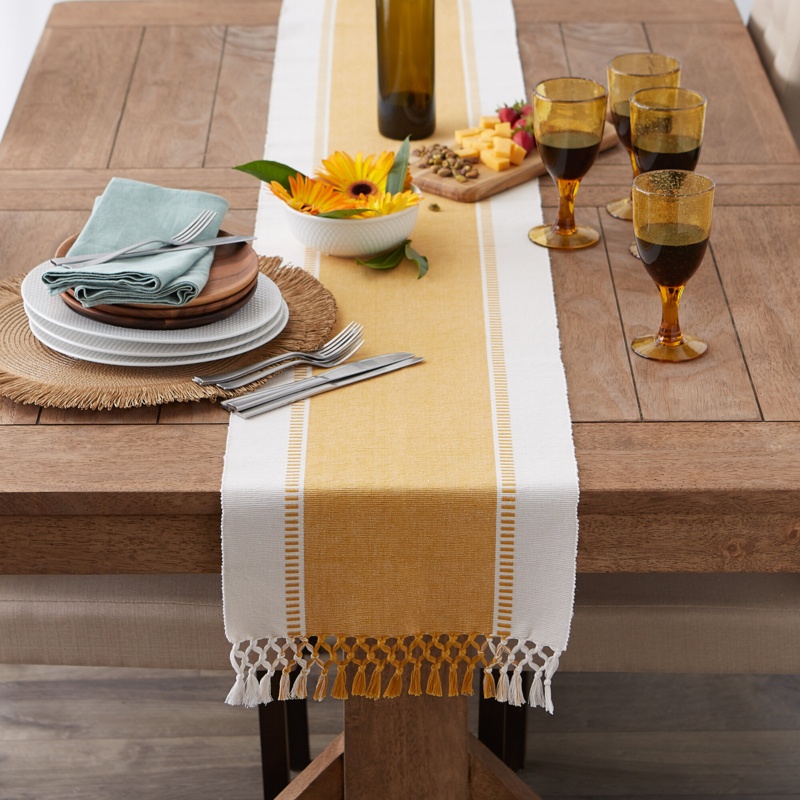 Basquez Rectangle Striped Cotton Table Runner