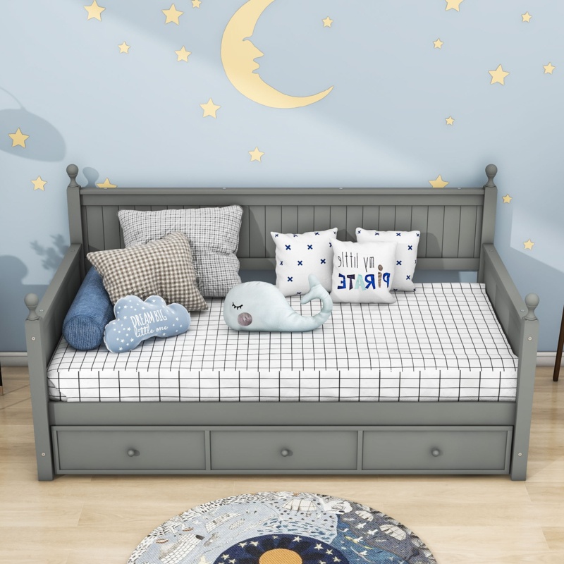 Bengoa Twin Size Wood Daybed with Three Drawers