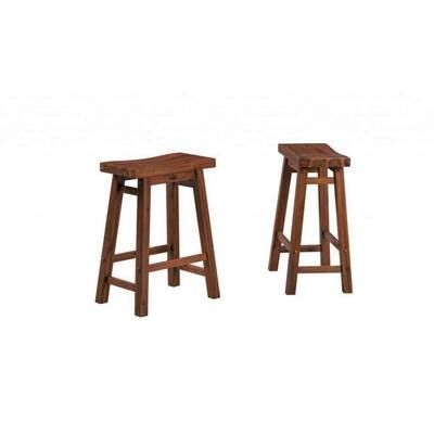 Benjara 24 in. Brown Low Back Wood Frame Counter Stool With Wooden Seat (Set of 2)