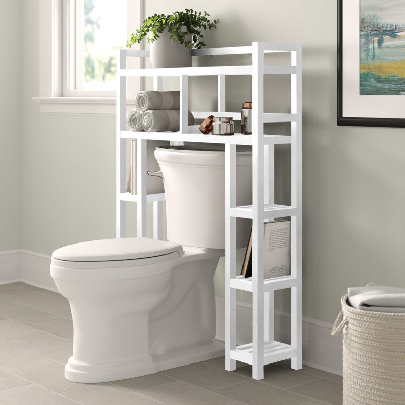 Bernardston 34.5" W x 51" H x 9" D Solid Wood Free-Standing Over-the-Toilet Storage