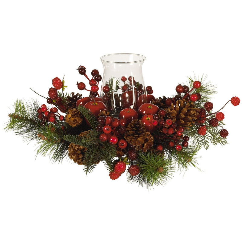 Berry/Apple/Pinecone/Evergreen Arrangement in Free-standing