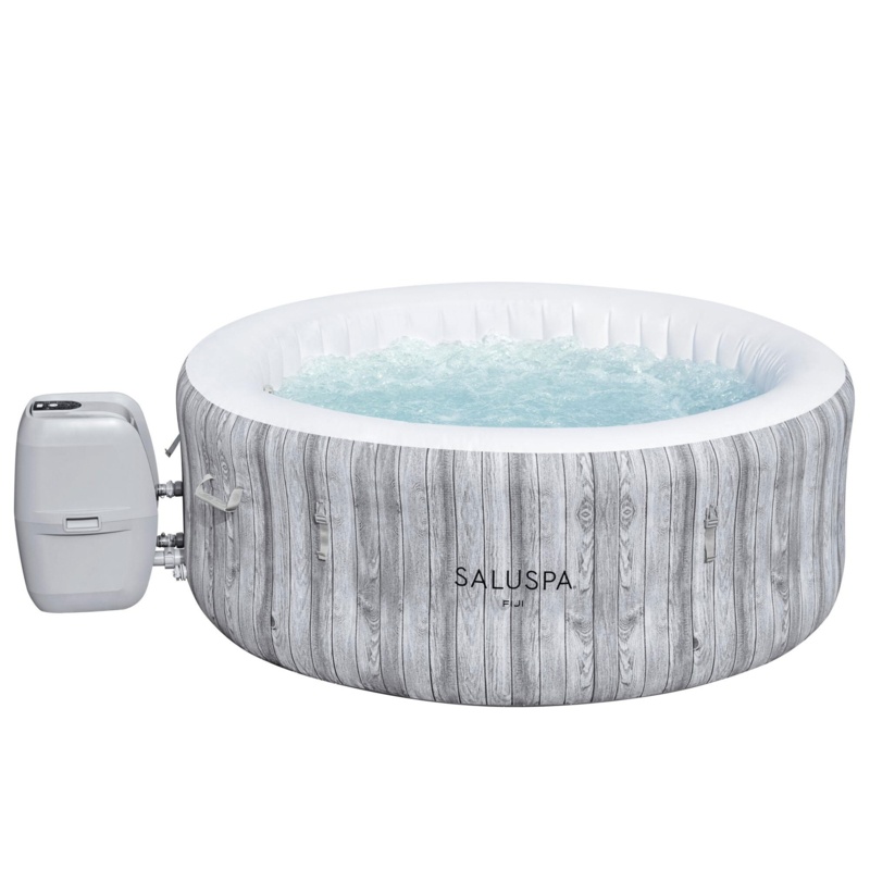 Bestway Fiji SaluSpa 2-4 Person Inflatable Round Hot Tub with 120 AirJets, Gray