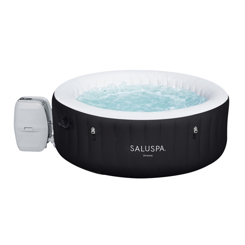 Bestway Miami SaluSpa 4 Person Inflatable Round Hot Tub with 140 AirJets, Black
