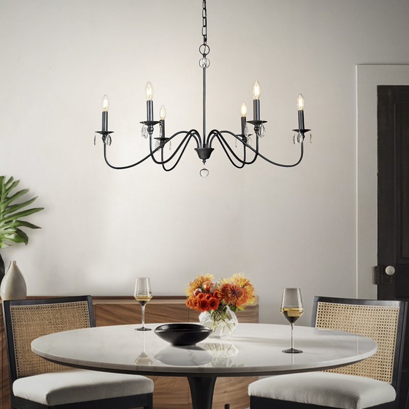 Beth 6-Lights Candlestick Traditional Classic Chandelier with Crystal Accents