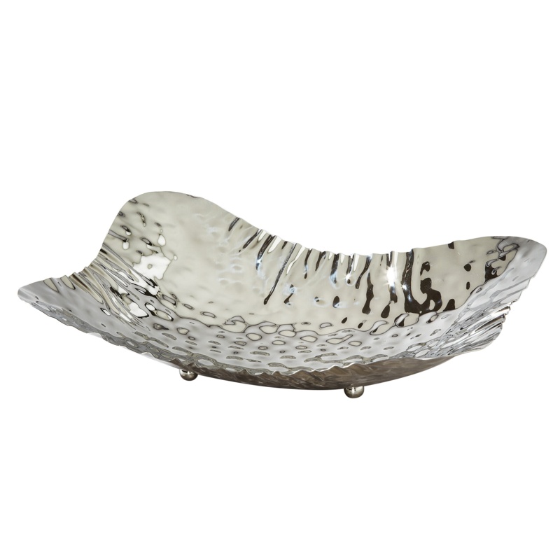 Billie-Lee Metal Abstract Contemporary Decorative Bowl in Silver