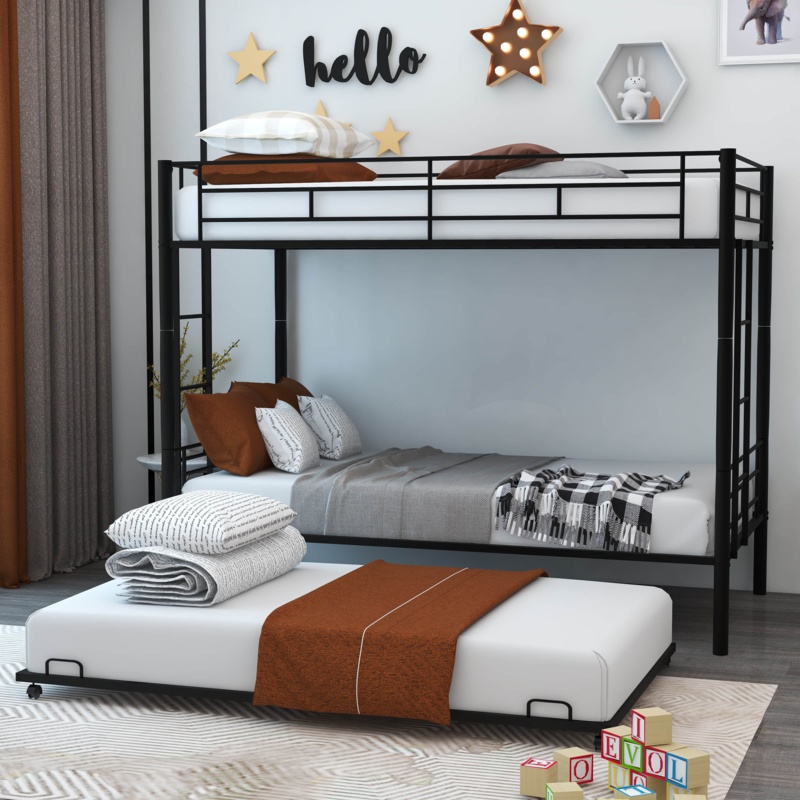 Bipasha Kids Twin Over Twin Bunk Bed with Trundle