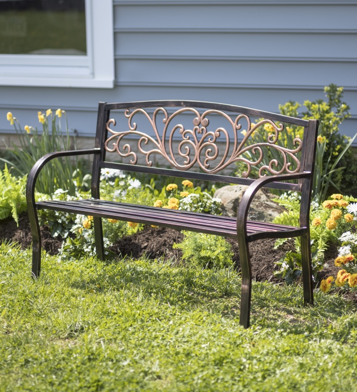 Blooming Garden Metal Bench