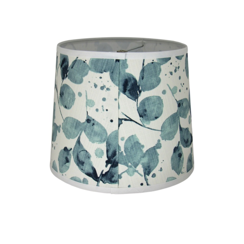 Blue FLoral Cotton Drum Lamp Shade ( Screw on ) in Blue/White
