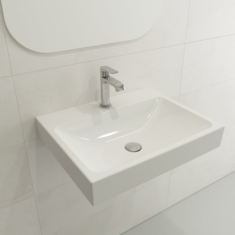 BOCCHI Scala Arch 18.75'' Fireclay Rectangular Dual Mount Bathroom Sink with Overflow