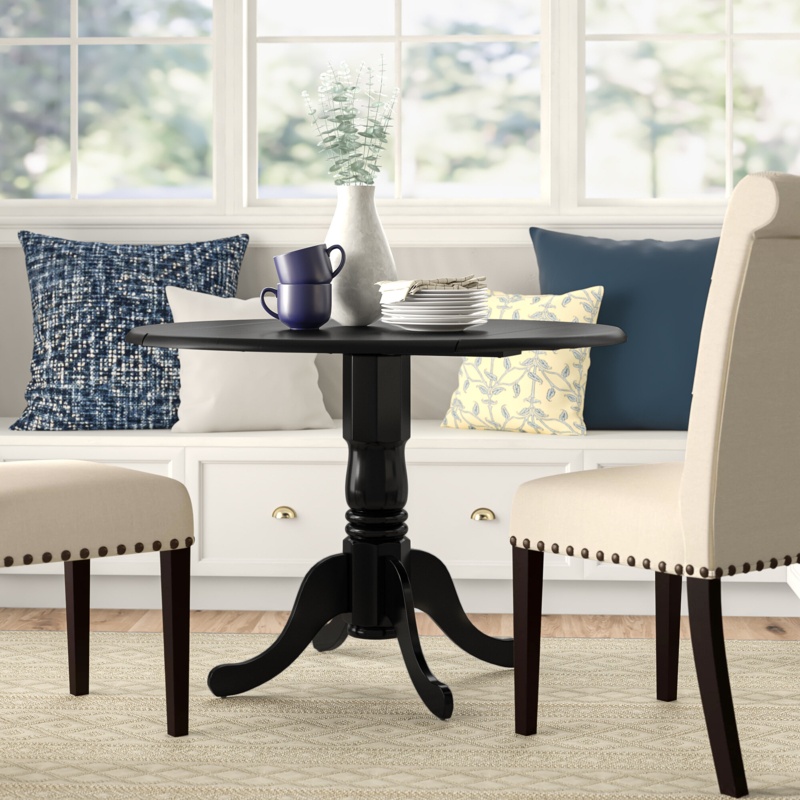 Boothby Drop Leaf Solid Wood Pedestal Dining Table
