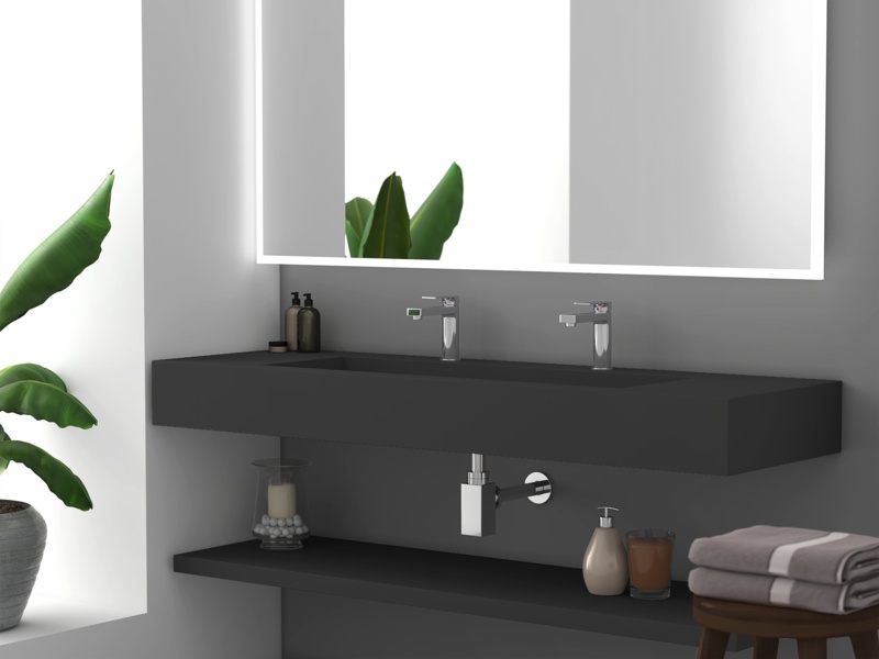 Boyter 60'' Solid Surface Rectangular Wall Mount Bathroom Sink