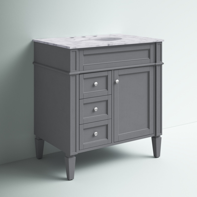 Bradyn 32'' Free Standing Single Bathroom Vanity with Marble Top