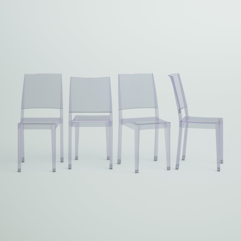 Bralynne Transparent Stacking Side Chair - Armless Side Chair - Resin Stack Chair