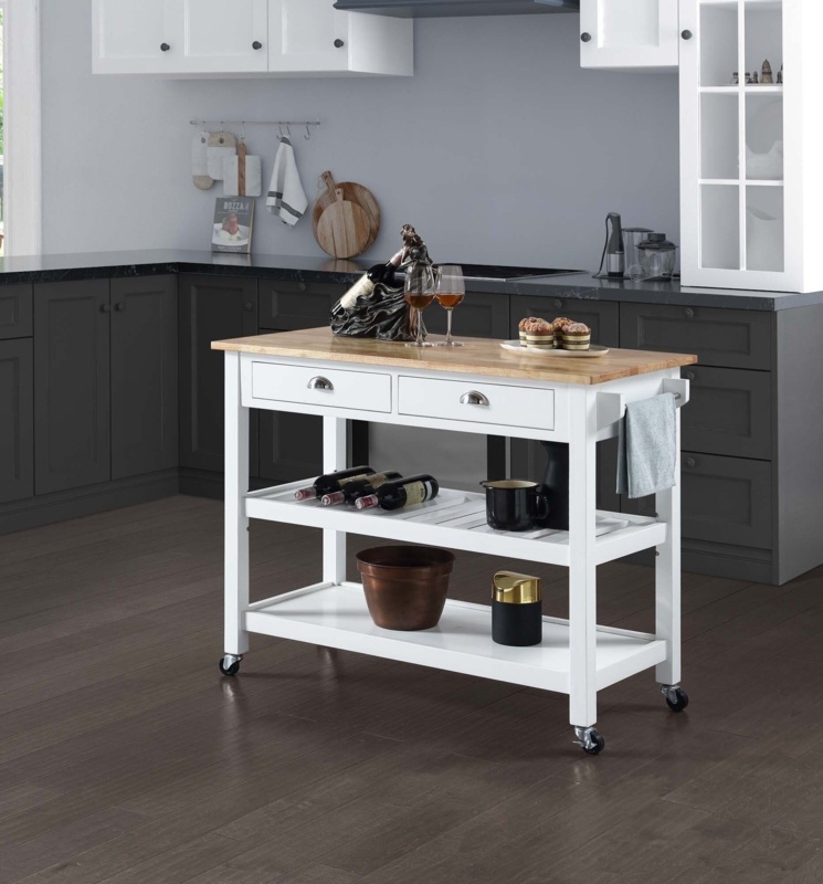 Briasha 45" Solid Wood Kitchen Cart Butcher Block