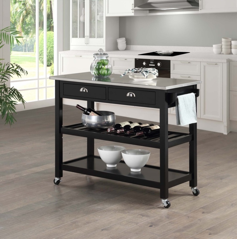 Briasha 45" Stainless Steel Kitchen Cart with Drawers