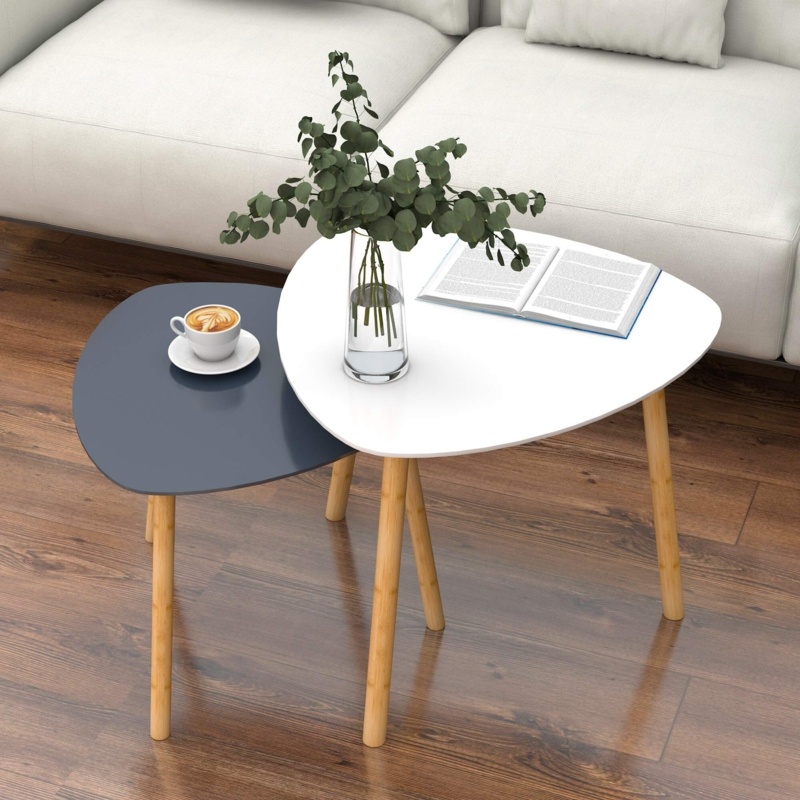 Brittaini Solid Wood 3 Legs Nesting Tables