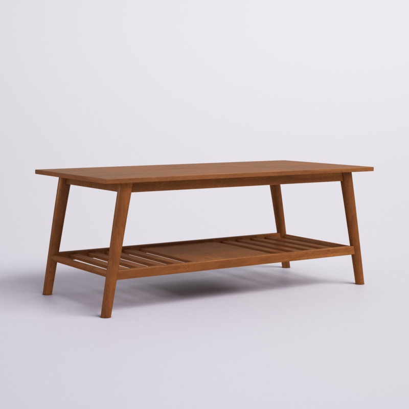 Brock 47” Wood and Veneers Coffee Table with Decorative Shelf