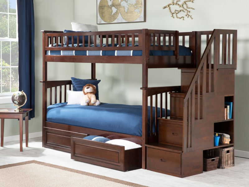 Broddrick Solid Wood Ultimate Storage Staircase Bunk Bed with Under Bed Drawers