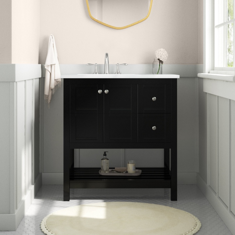 Brodnax 32'' Free Standing Single Bathroom Vanity with Engineered Marble Top