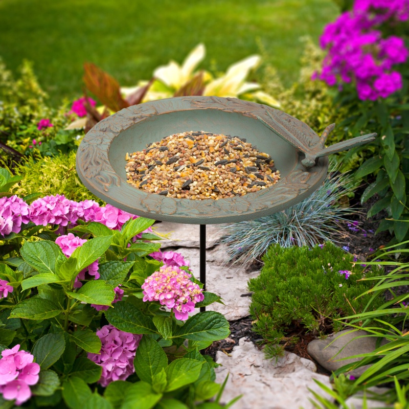 Butterfly Metal Pole Tray Bird Feeder