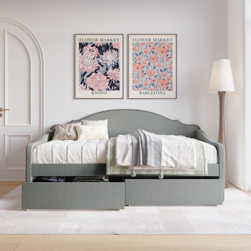Caitronia Upholstered Daybed With Storage Drawers